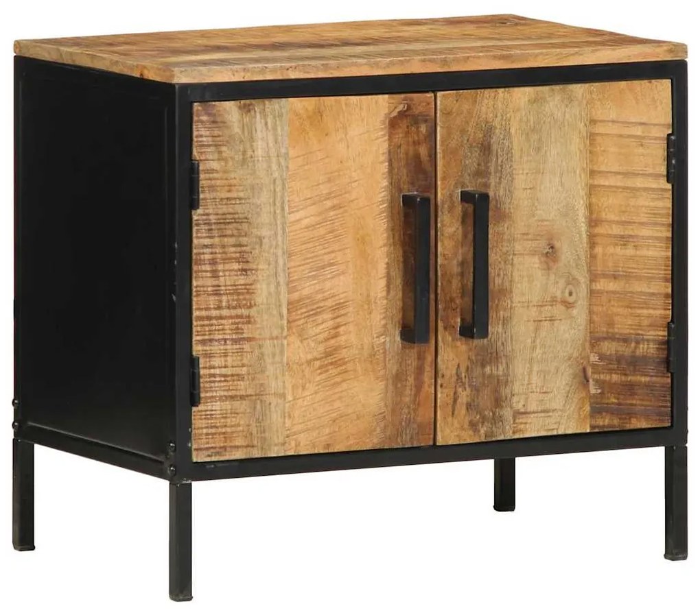 vidaXL Κομοδίνο Καφέ και Μαύρο 50 x 30 x 45 εκ Στερεό ξύλο μάνγκο