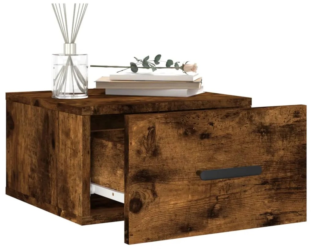 vidaXL Κομοδίνο Επιτοίχιο Καπνιστή Δρυς 35 x 35 x 20 εκ.