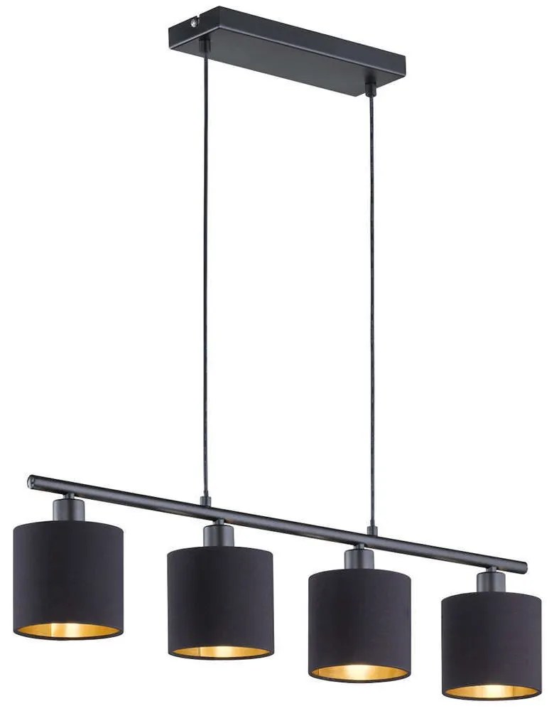 Φωτιστικό Οροφής - Ράγα Tommy R30334079 4xE14 28W 75x150cm Black Mat RL Lighting Metal, Fabric
