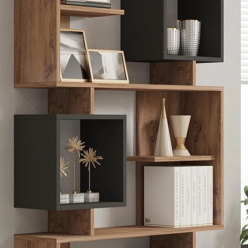 Βιβλιοθήκη Cubix sonoma - ανθρακί 90x24,6x171,90 εκ. 90x24.6x171.9 εκ.