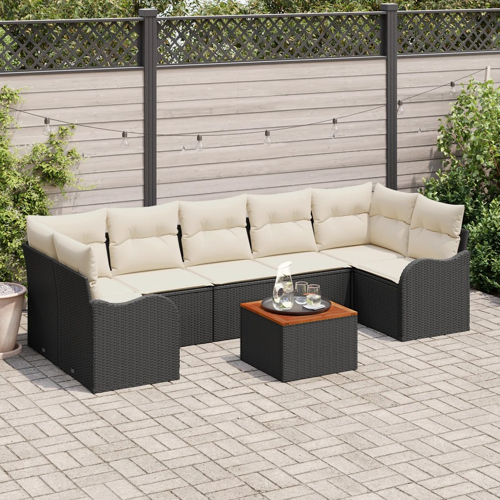 vidaXL Σετ Καναπέδων Κήπου 8 pcs Μαύρος, λευκός Μεγάλο