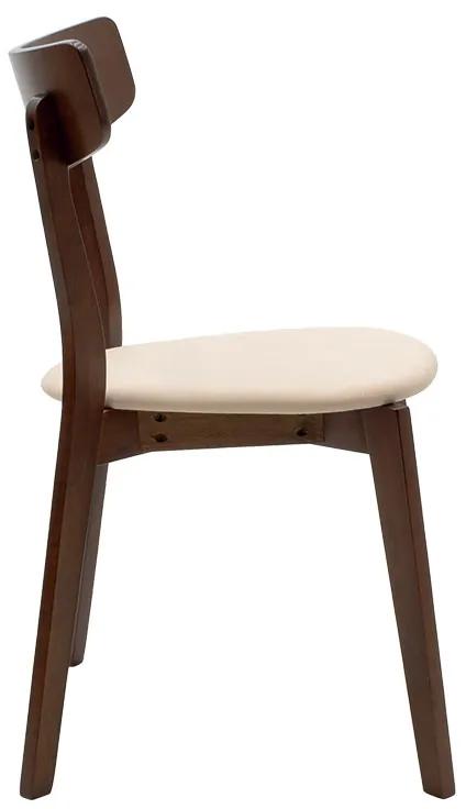 Καρέκλα Toto pakoworld μπεζ ύφασμα-rubberwood καρυδί πόδι | Συσκευασία 2 τμχ