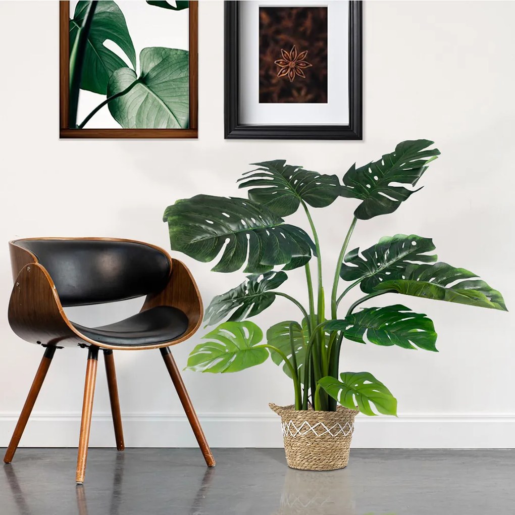 GloboStar® Artificial Garden MONSTERA 20002 Τεχνητό Διακοσμητικό Φυτό Μονστέρα Υ120cm