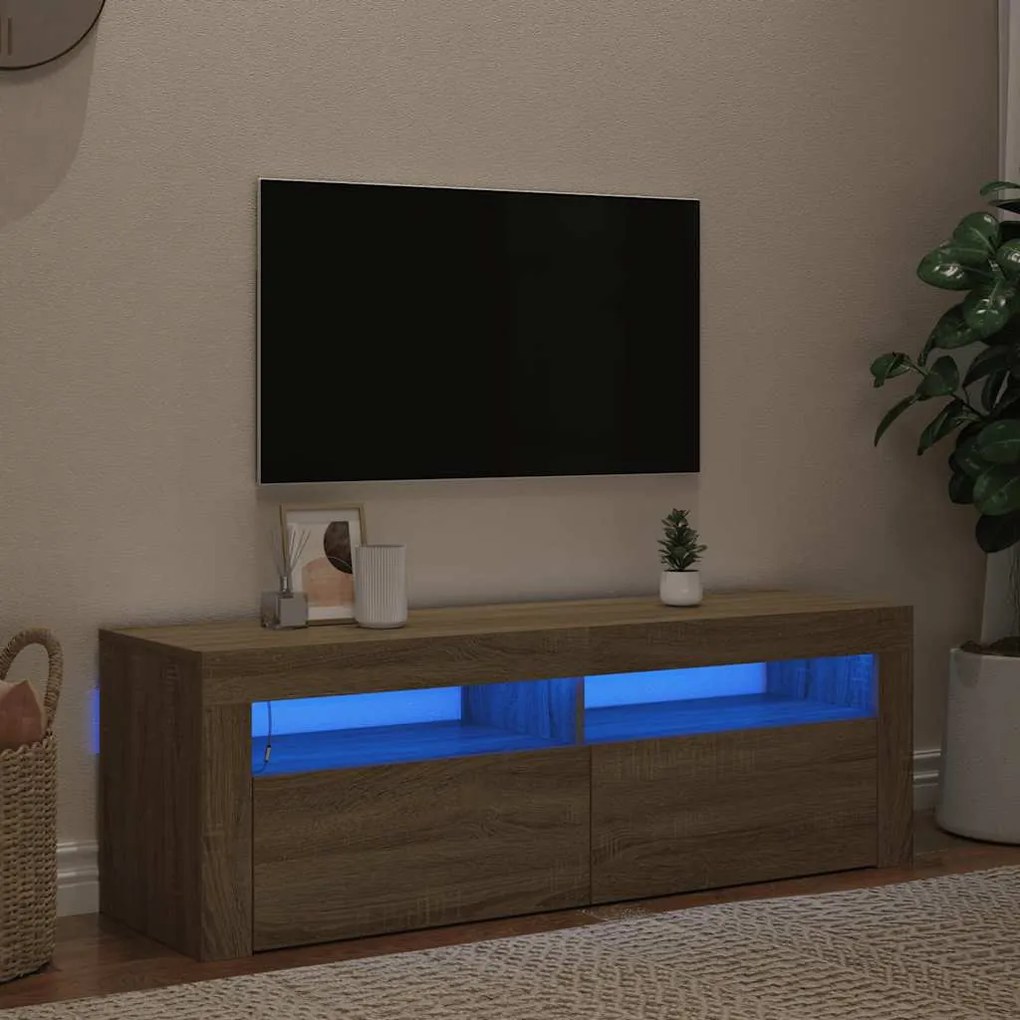 vidaXL Έπιπλο Τηλεόρασης με LED Sonoma Δρυς 120x35x40 εκ.