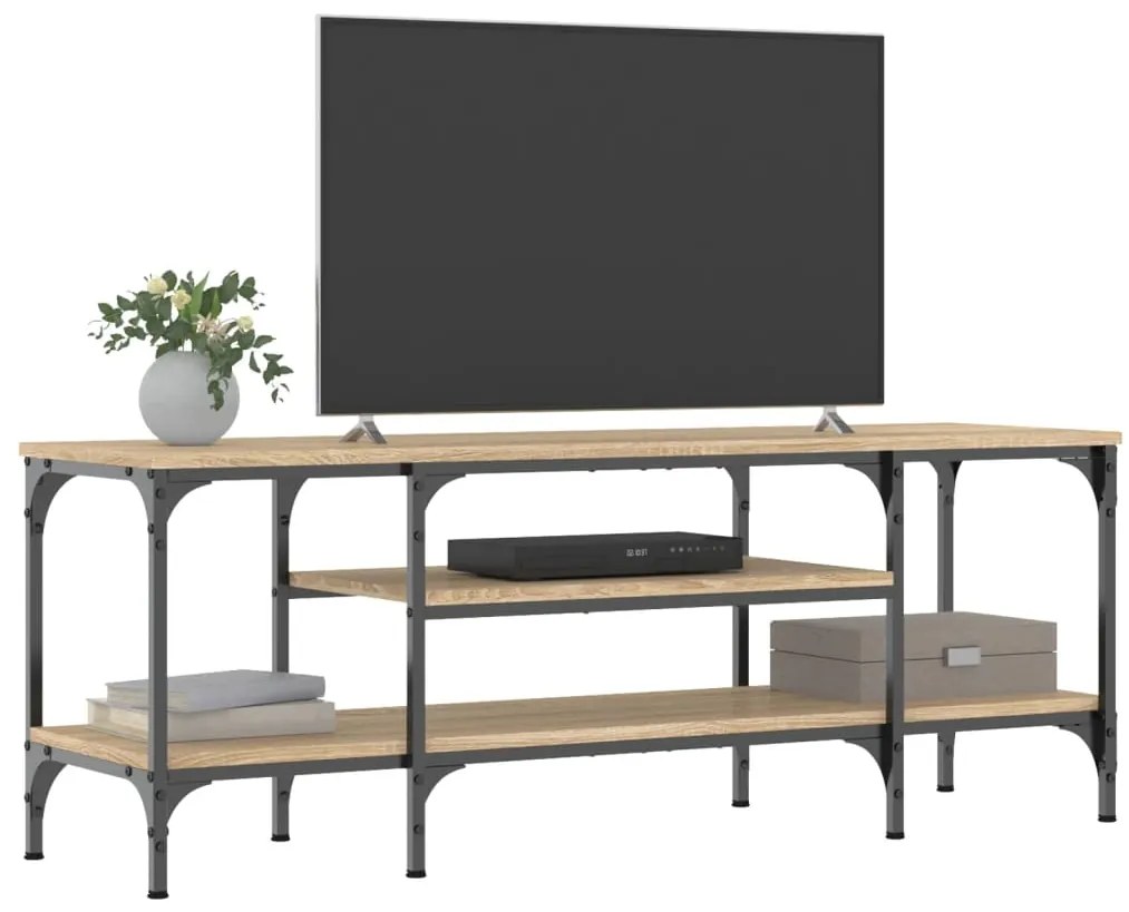 vidaXL Έπιπλο Τηλεόρασης Sonoma Δρυς 121x35x45 εκ. Επεξ. Ξύλο/Σίδερο