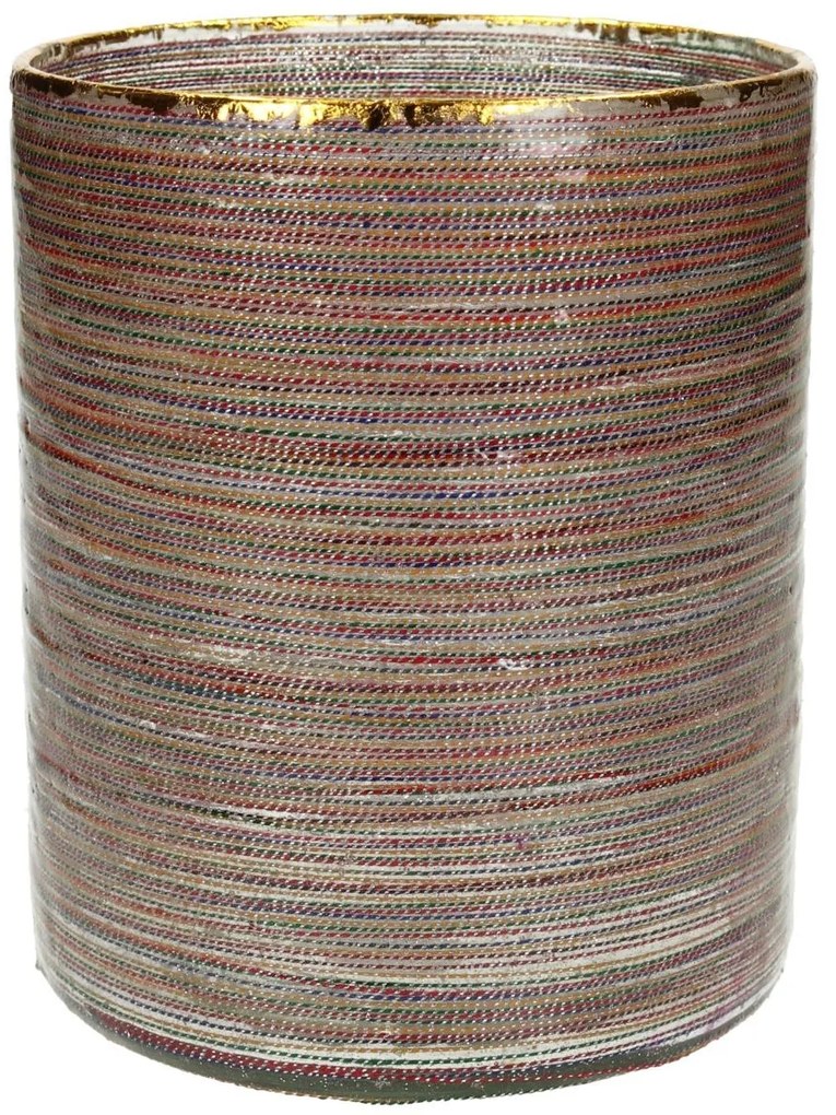Κηροπήγιο ArteLibre Κορδέλα Πολύχρωμο Γυαλί 12x12x15cm-05152544