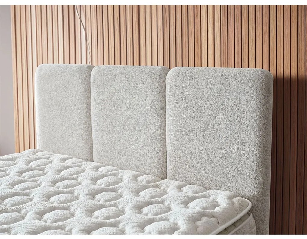 Επενδυμένο Κρεβάτι BOHEM Διπλό με Αποθηκευτικό χώρο και Ανατομικό Στρώμα Μπέζ 160x200εκ. 160x200x123 εκ.