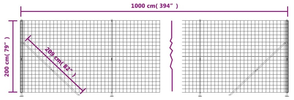 vidaXL Συρματόπλεγμα Περίφραξης Πράσινο 2x10 μ. με Βάσεις Φλάντζα