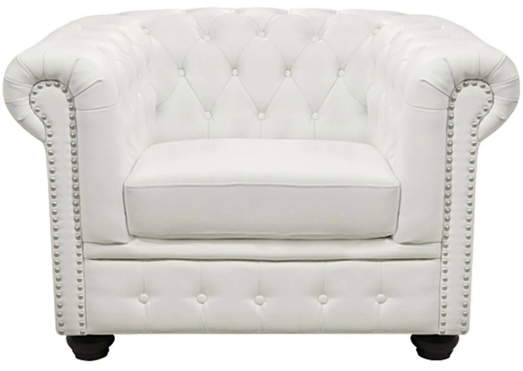 Πολυθρόνα T.Chesterfield Hm3011.02 Λευκό Μάτ 110x90x73 cm Τεχνόδερμα
