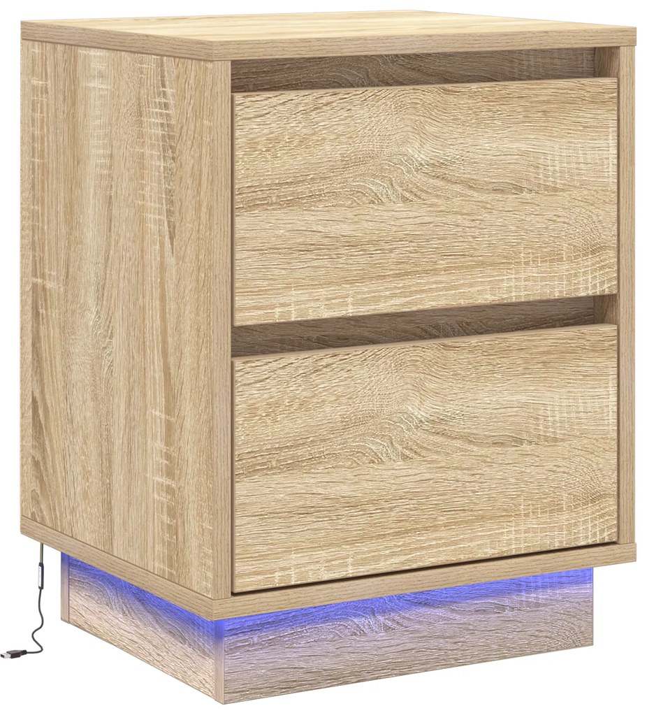 vidaXL Κομοδίνα με LED Φωτάκια 2 τεμ Σομόνα Δρυς 39x34.5x50 εκ.