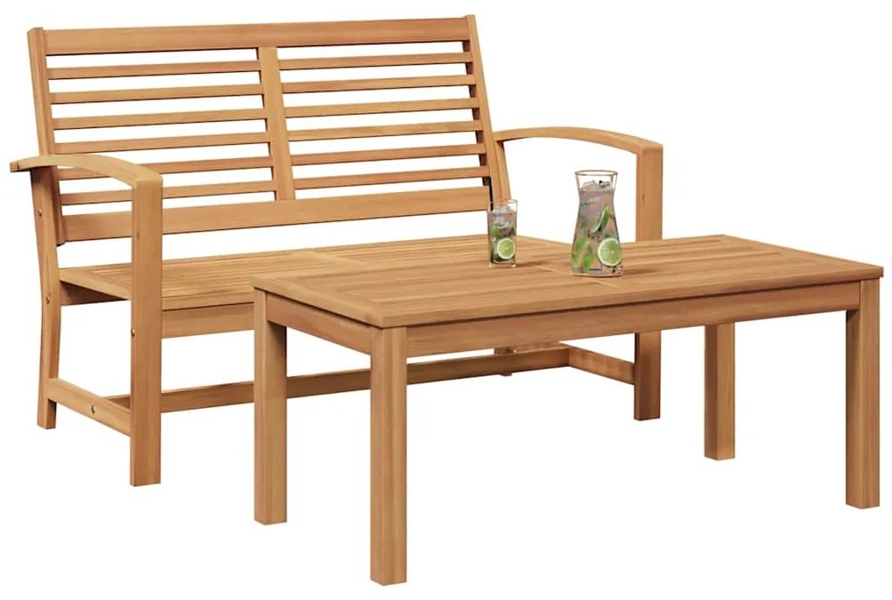 vidaXL παγκάκι 2 pcs Καφέ Στερεό Ξύλο Τίκ