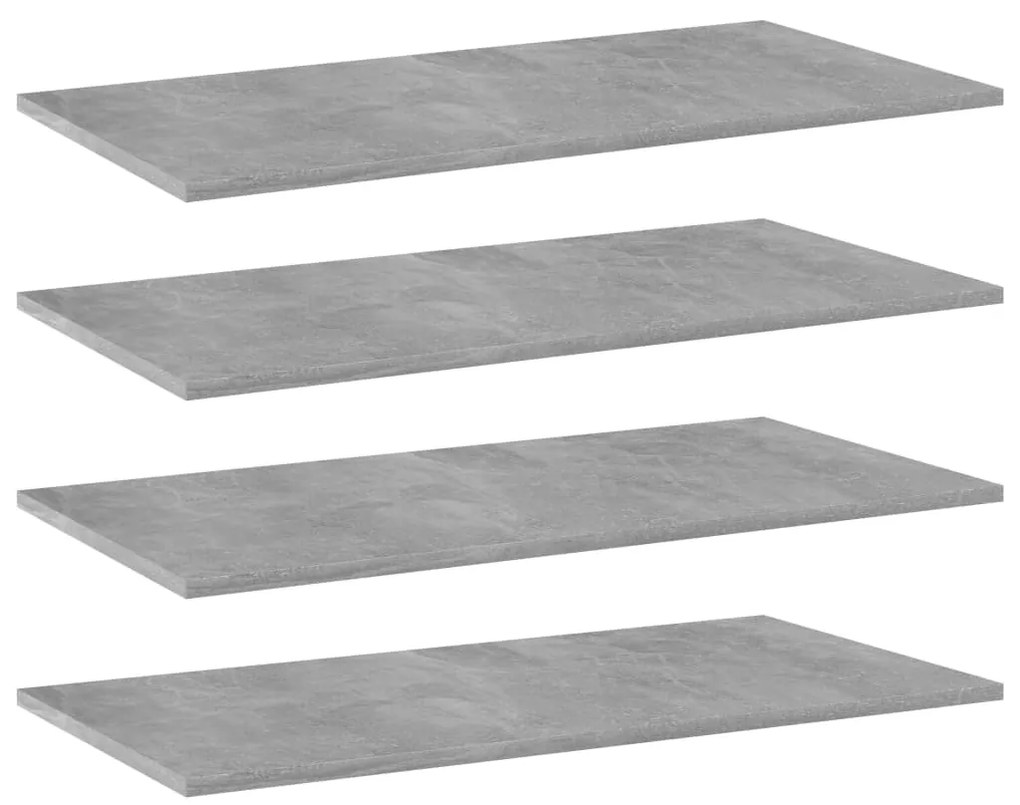 vidaXL Ράφια Βιβλιοθήκης 4 τεμ. Γκρι Σκυροδ. 80x40x1,5 εκ. Επεξ. Ξύλο