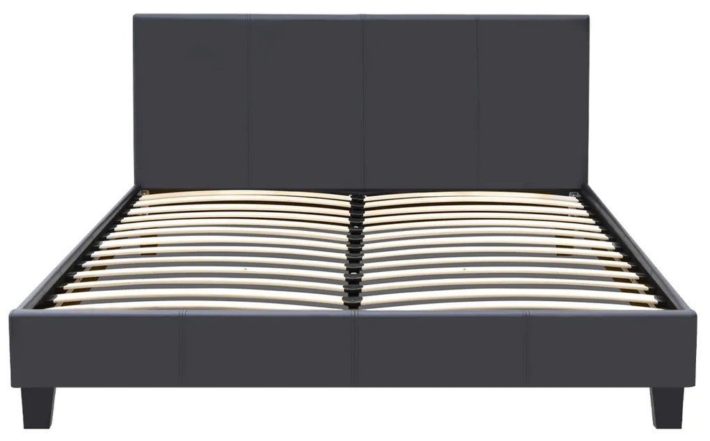 Κρεβάτι Flat Megapap από τεχνόδερμα χρώμα μαύρο ματ 160x200εκ.