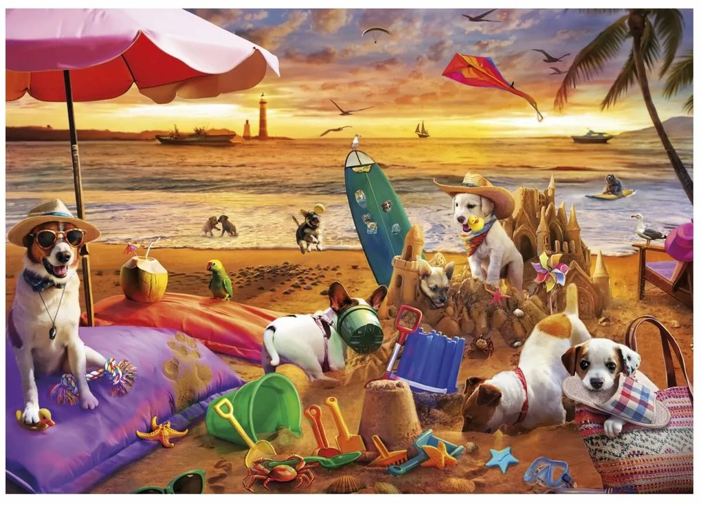 Παζλ Educa Perros jugando en la playa 1000 Τεμάχια