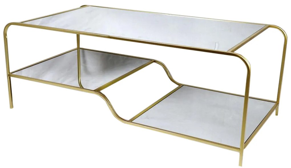 Τραπεζάκι Καφέ DKD Home Decor Glamour Χρυσό Μέταλλο Καθρέφτης 120 x 60 x 45 cm