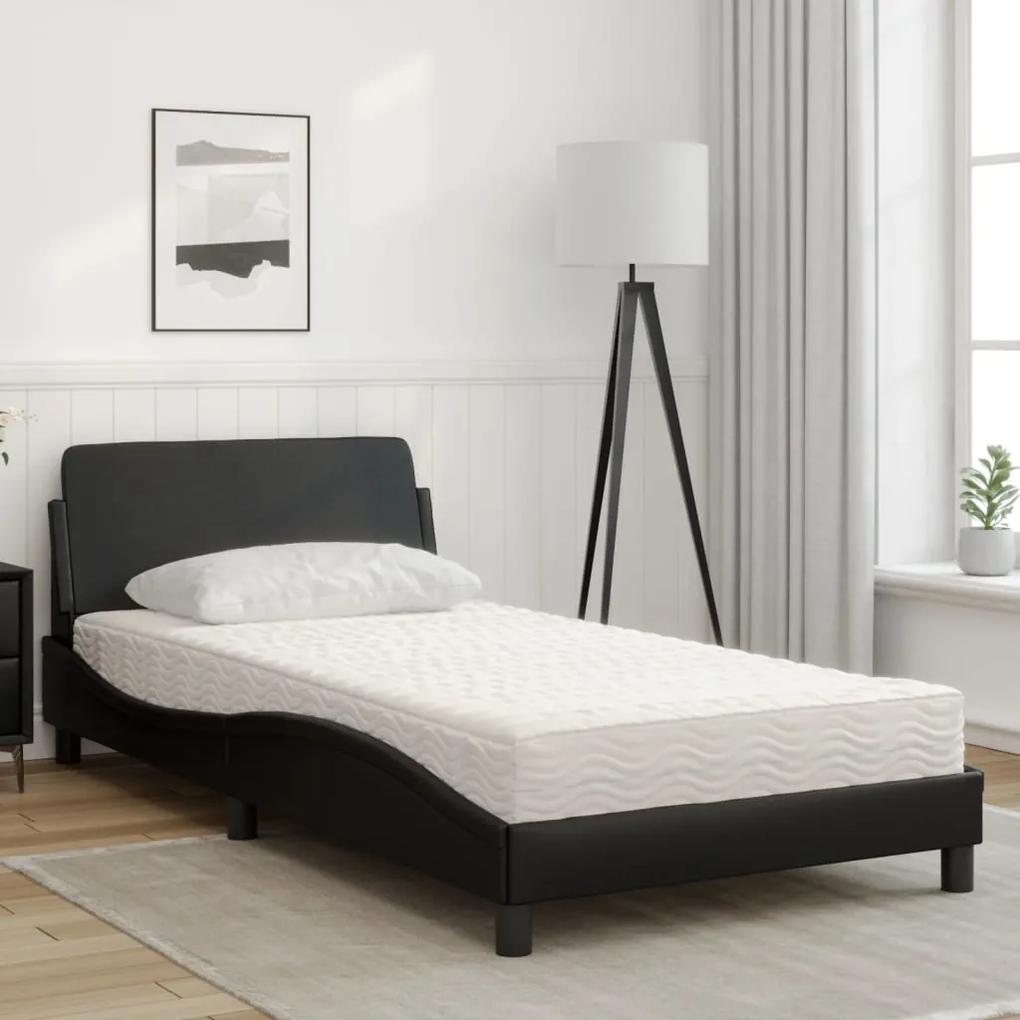 vidaXL Κρεβάτι με Στρώμα Μαύρο 100x200 εκ. από Συνθετικό Δέρμα