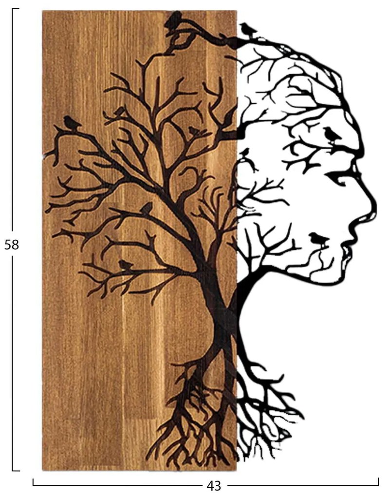 ΔΙΑΚΟΣΜΗΤΙΚΟ ΤΟΙΧΟΥ ΟΨΗ ΓΥΝΑΙΚΑΣ HM4754-ΜΕΤΑΛΛΟ ΜΑΥΡΟ-ΞΥΛΟ 43x3(βάθος)x58Υεκ.