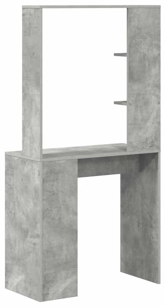 vidaXL Γραφείο με ράφι Γκρι σκυροδέματος 78.5 x 37 x 154.5 εκ