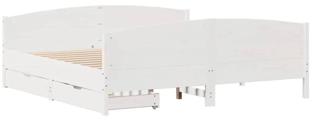 vidaXL Σκελετός Κρεβ. Χωρίς Στρώμα Λευκό 200x200 εκ Μασίφ Πεύκο
