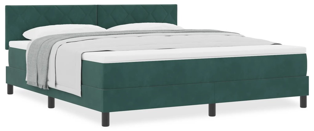 vidaXL κρεβάτι Box Spring με στρώμα Σκούρο Πράσινο Υπερ Βασιλικό Βελούδο