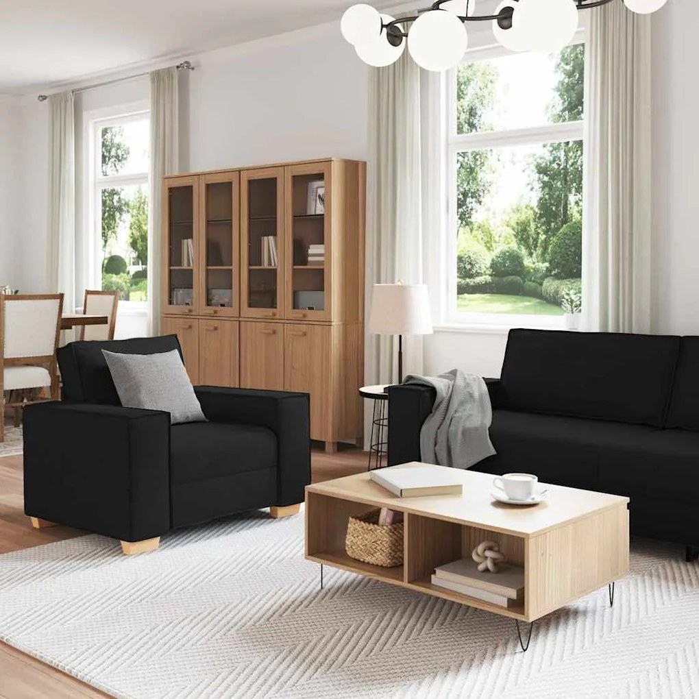 vidaXL Σετ Καναπέ με μαξιλάρι 3 pcs Μαύρο 220 x 78 x 84 εκ. ύφασμα