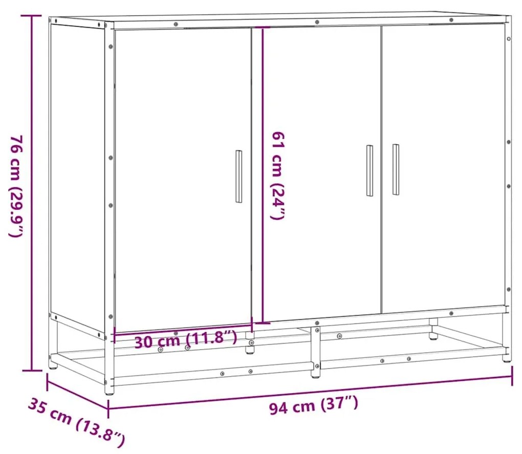 Sideboard καφέ δρυς 94x35x76 cm Κατασκευασμένο ξύλο - Καφέ