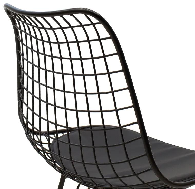 Καρέκλα Taj pakoworld μέταλλο μαύρο-μαξιλάρι PVC μαύρο - Μέταλλο - 058-000024