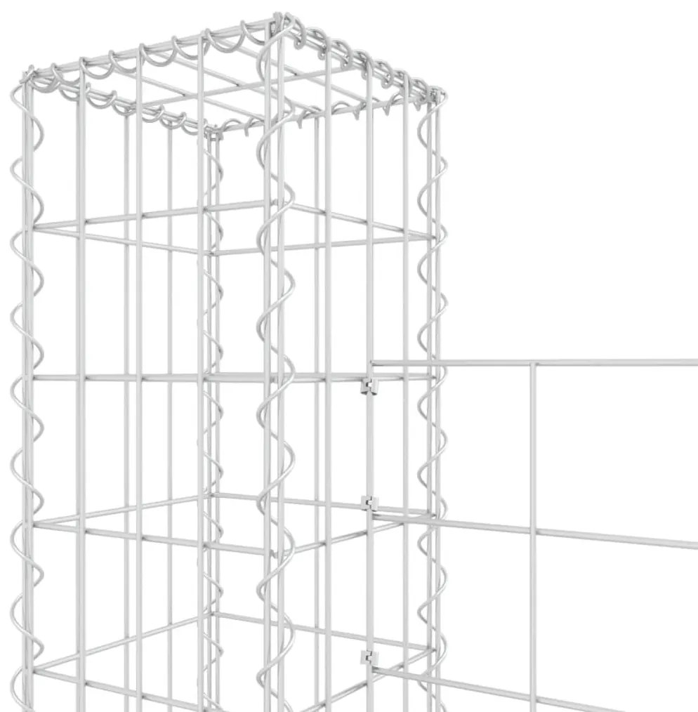 Συρματοκιβώτια σε U Σχήμα με 3 Στύλους 260x20x200 εκ Σιδερένιο - Ασήμι