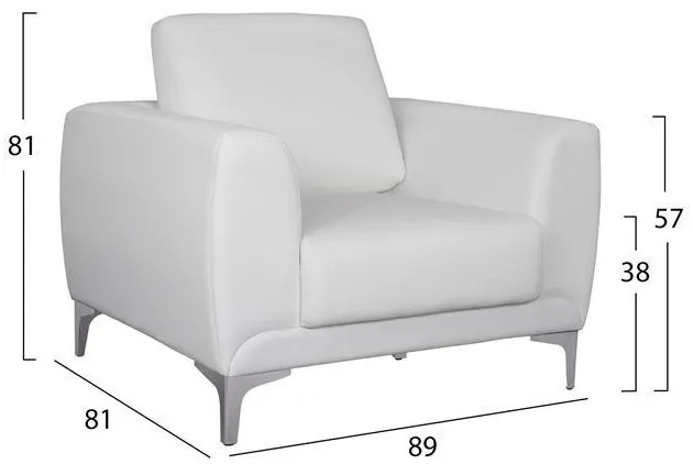 Πολυθρόνα KENZIE C3121.12 με PU Λευκό 89x81x81 εκ. 89x81x81 εκ.