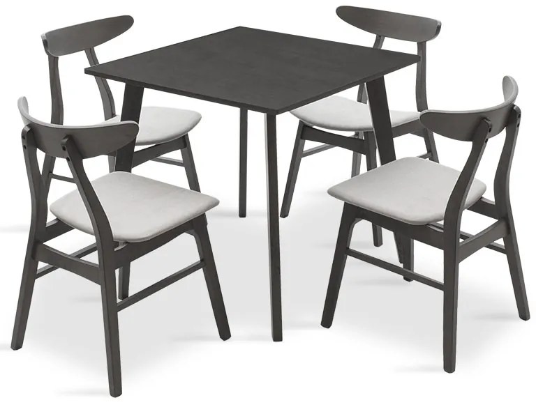 Tραπεζαρία Benson - Orlean pakoworld σετ 5τμχ rustic grey - ύφασμα γκρι 80x80x75εκ