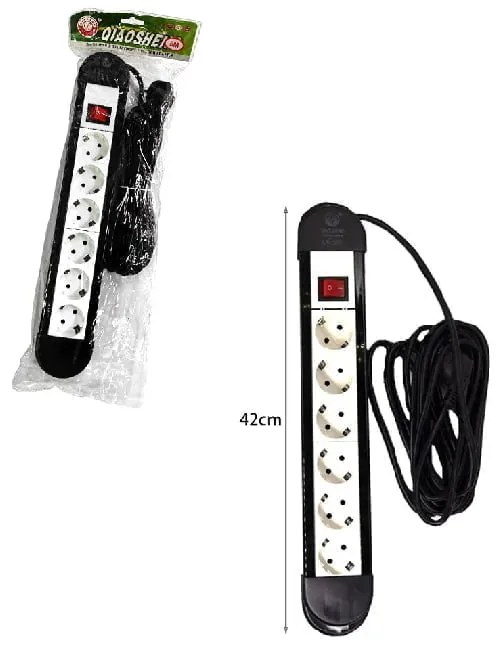 Qiaosheng πολύμπριζο 6 θέσεων με διακόπτη 5m 16A/250V~2500W - 6-position multi-socket with switch