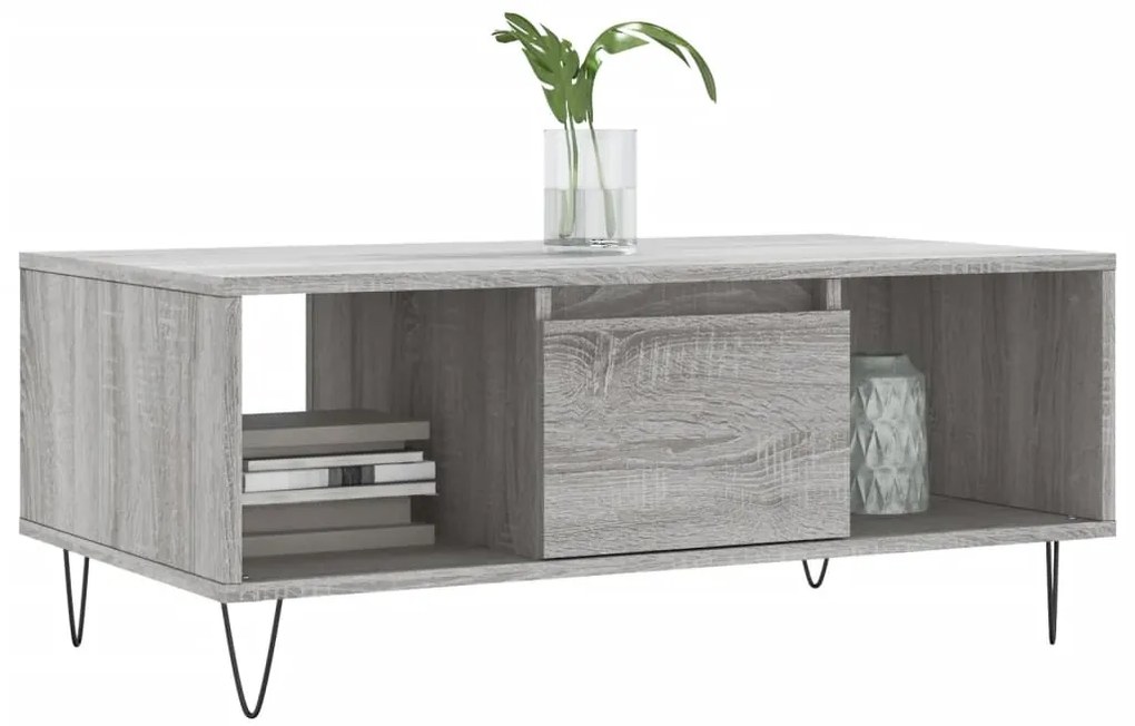 vidaXL Τραπεζάκι Σαλονιού Γκρι Sonoma 90x50x36,5εκ. Επεξεργασμένο Ξύλο