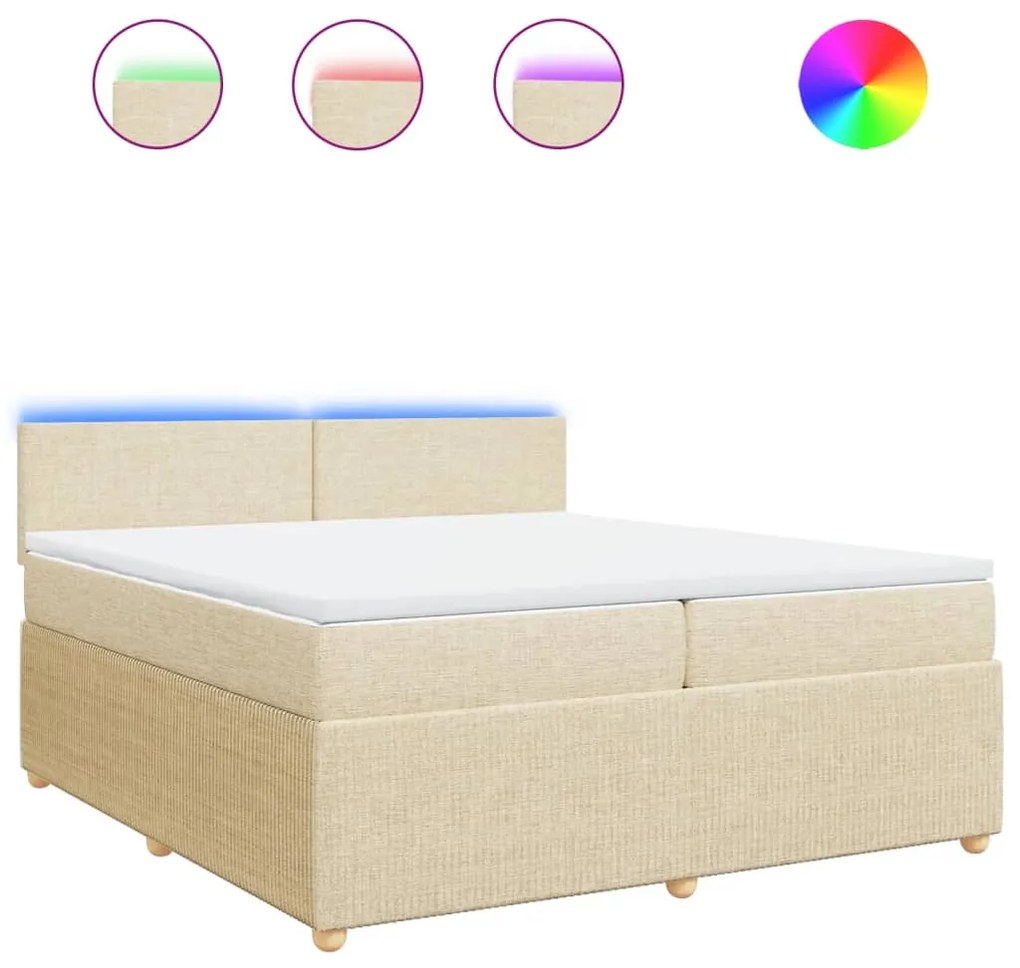 vidaXL Κρεβάτι Boxspring με Στρώμα Κρεμ 200x200 εκ. Υφασμάτινο