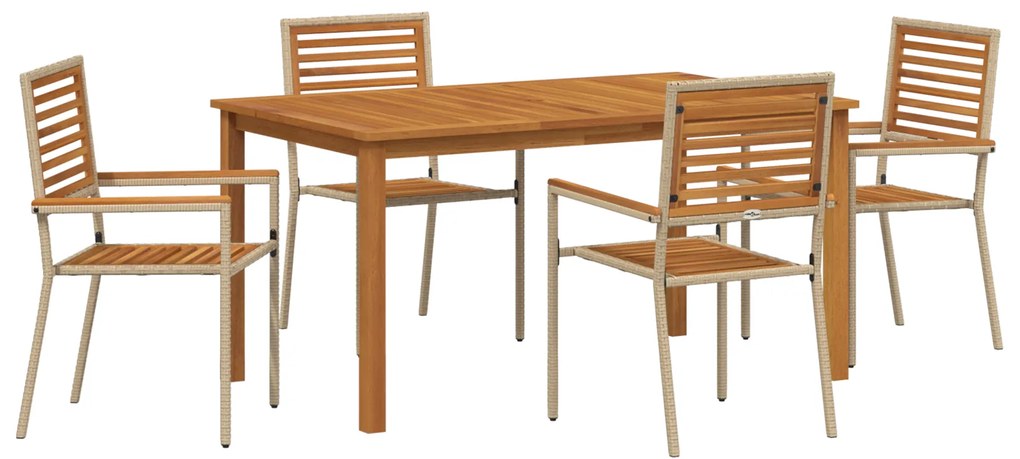vidaXL Σετ Τραπεζαρίας Κήπου 5 pcs Μπεζ 150 x 90 x 74 cm