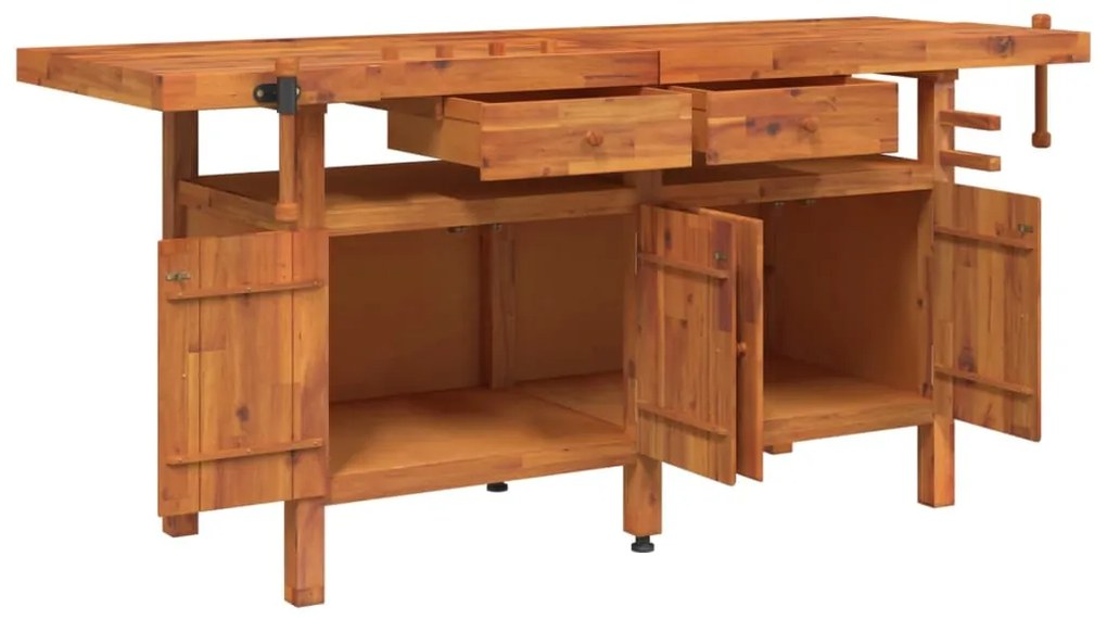 vidaXL Πάγκος Εργ. Συρτάρια/ Μέγγενες 192x62x83 εκ. Μασίφ Ξύλο Ακακίας