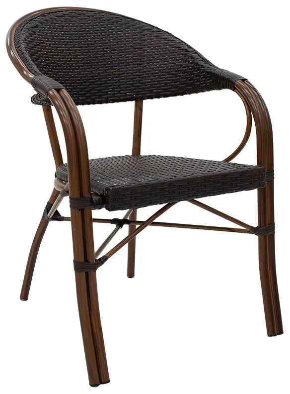 Πολυθρόνα Paula pakoworld μέταλλο-pe rattan καφέ 140-000029