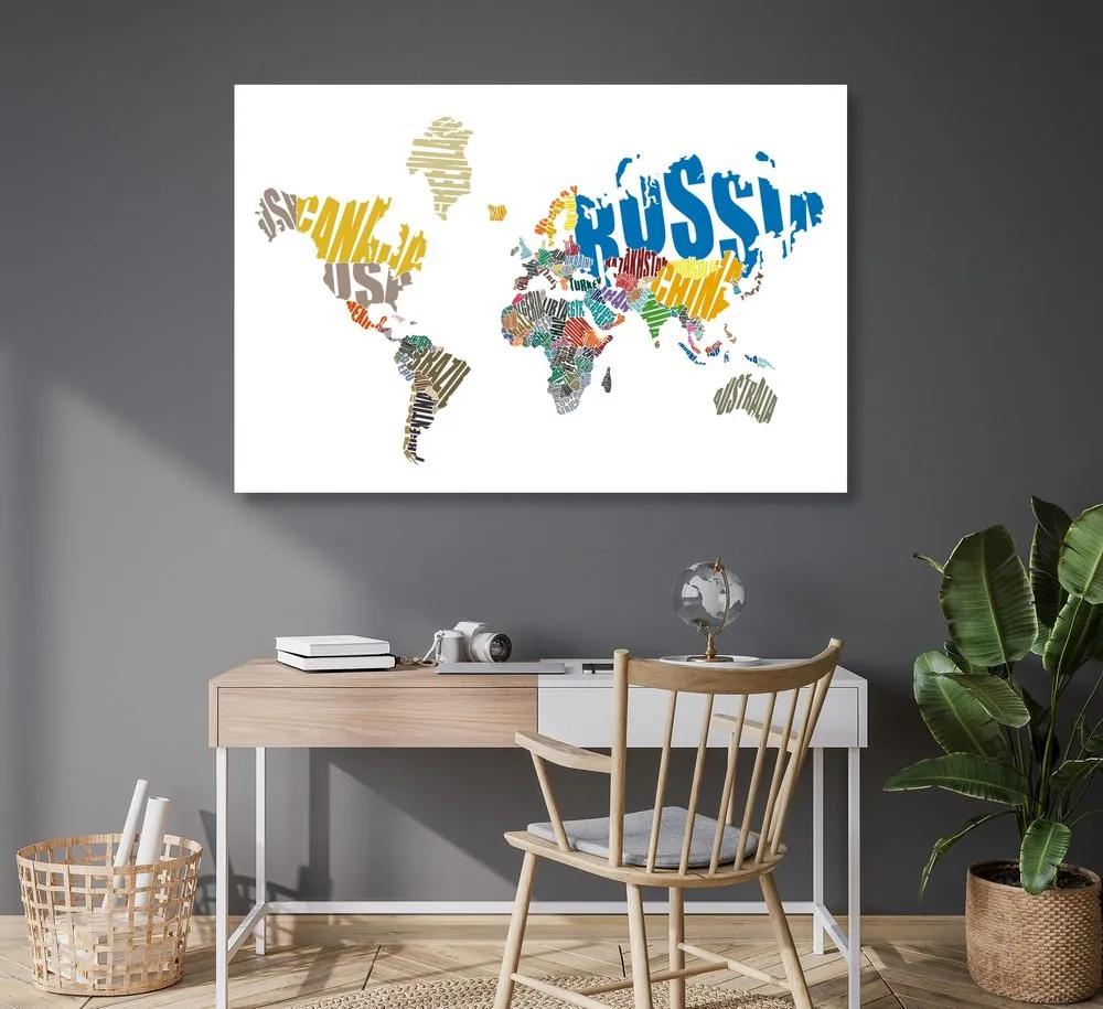 Εικόνα στον παγκόσμιο χάρτη φελλού από επιγραφές - 120x80  wooden