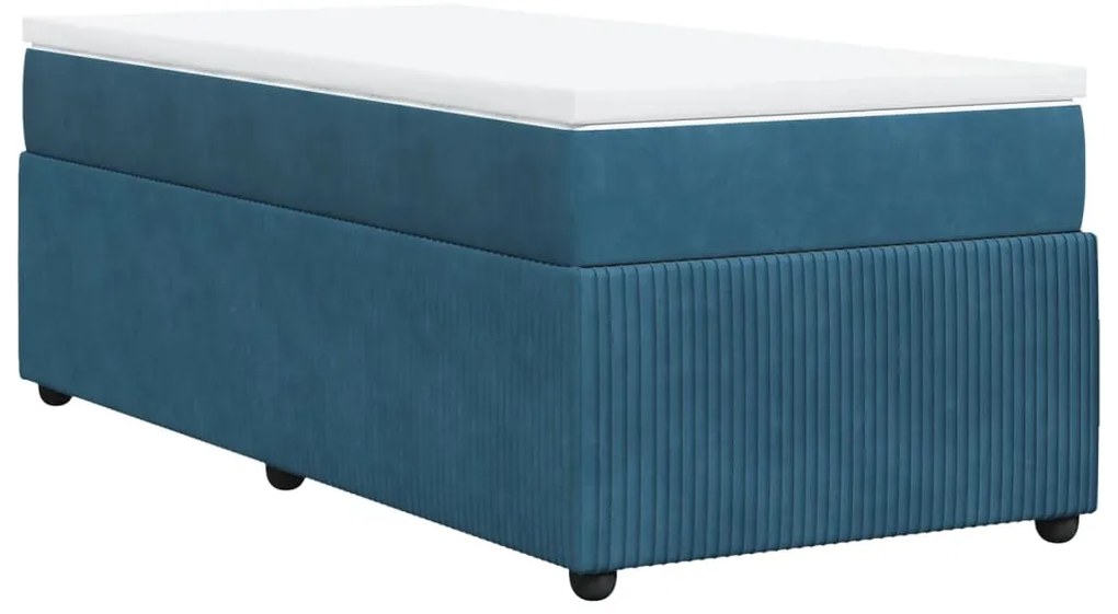 vidaXL Κρεβάτι Boxspring με Στρώμα Σκούρο Μπλε 80 x 200 εκ. Βελούδινο