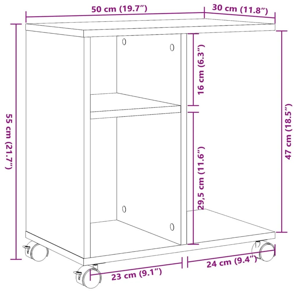 ΒΟΗΘΗΤΙΚΟ ΤΡΑΠΕΖΙ ΜΕ ΡΟΔΕΣ ΓΚΡΙ SONOMA 50X30X55 ΕΚ ΕΠΕΞ. ΞΥΛΟ 840574