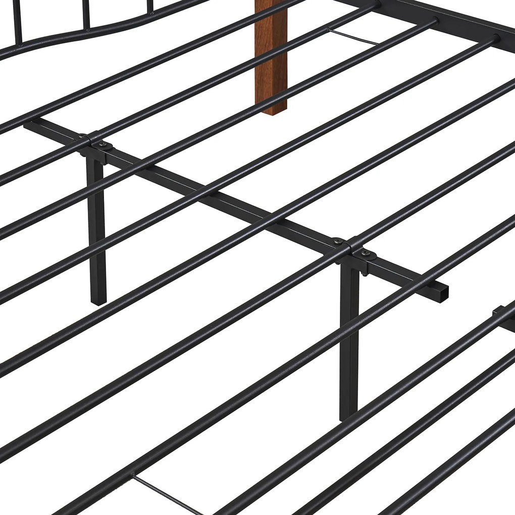 Κρεβάτι Ημίδιπλο ArteLibre ARROWHEAD Μαύρο/Καρυδί Μέταλλο Για Στρώμα 120x200cm