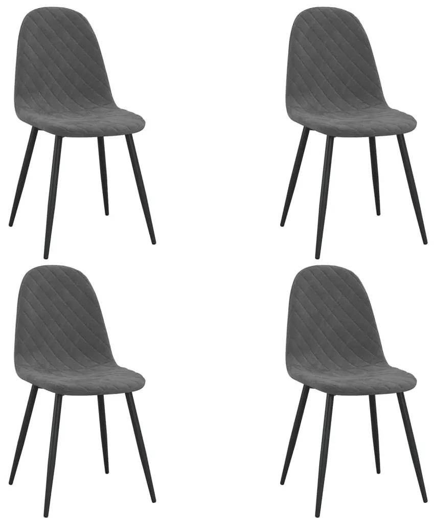 Καρέκλες Τραπεζαρίας 4 Τεμ. Σκούρο. Γκρι Βελούδινες - Γκρι