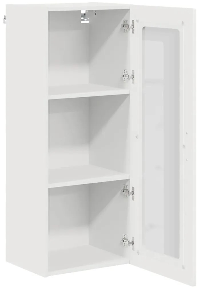 vidaXL Κρεμαστό ντουλάπι κουζίνας με ράφι Υψηλής γυαλάδας λευκό