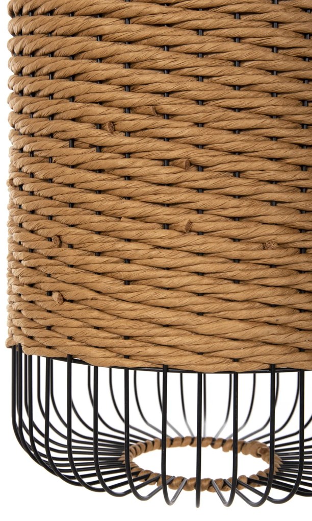 Φωτιστικό Οροφής Κρεμαστό Paper Rope Μπεζ-Μαύρο Μέταλλο-Φ26x40-120Υεκ.
