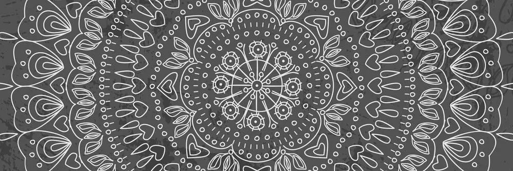 Εικόνα χειροποίητου Mandala σε ασπρόμαυρο σχέδιο - 120x40