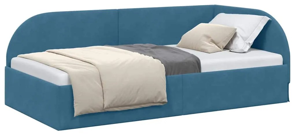 vidaXL Κρεβάτι Γωνίας με κεφαλάρι Μπλε 80 εκ x 200 εκ Βελούδο