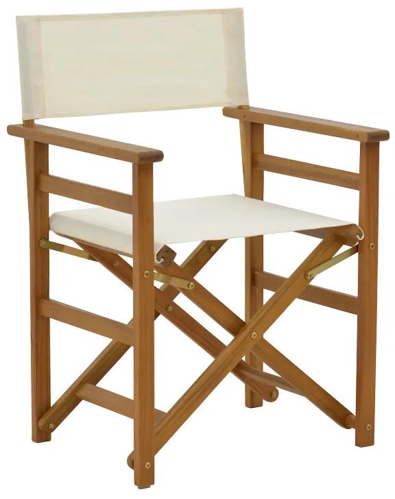 Καρέκλα-πολυθρόνα σκηνοθέτη Bistrual  ξύλο ακακίας φυσικό-πανί λευκό