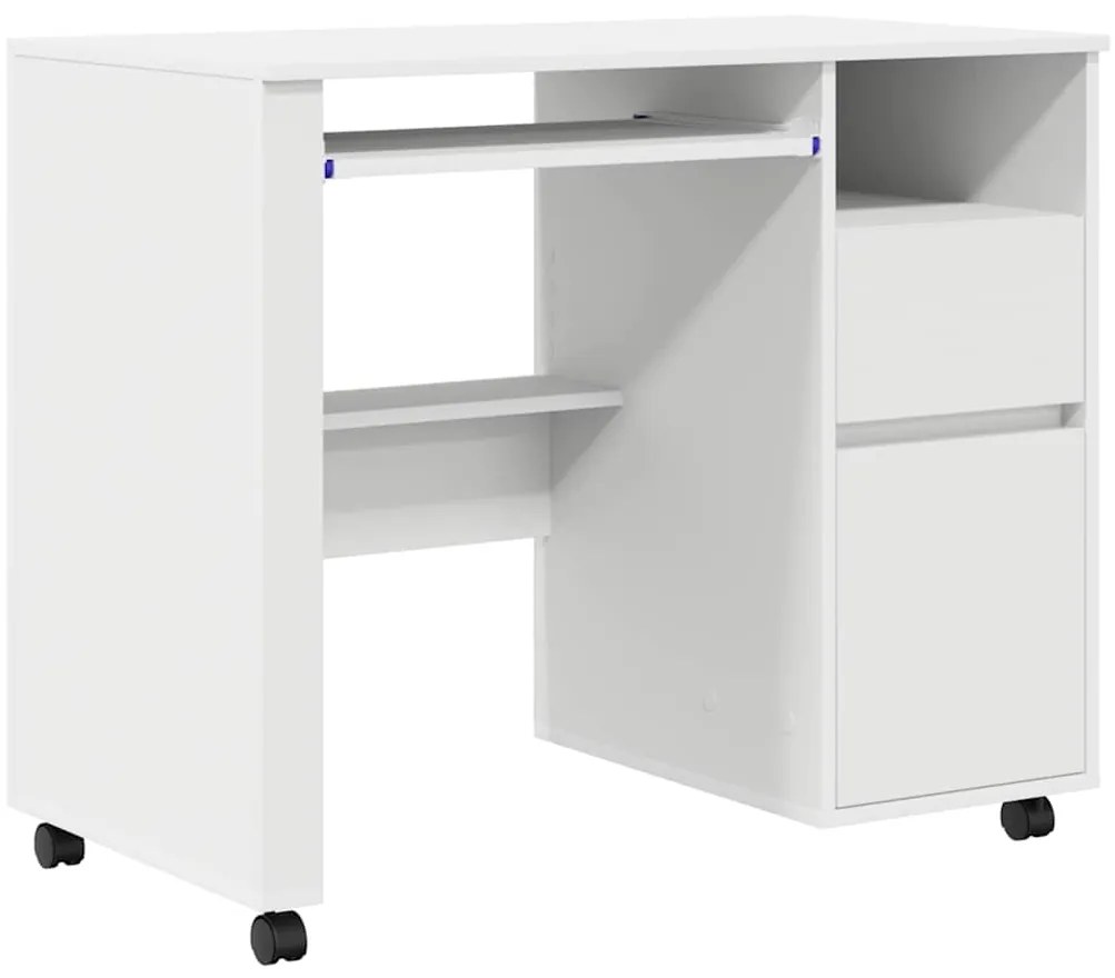 vidaXL Γραφείο με Ρόδες Λευκό 91 x 50 x 77 εκ. Επεξεργασμένο ξύλο