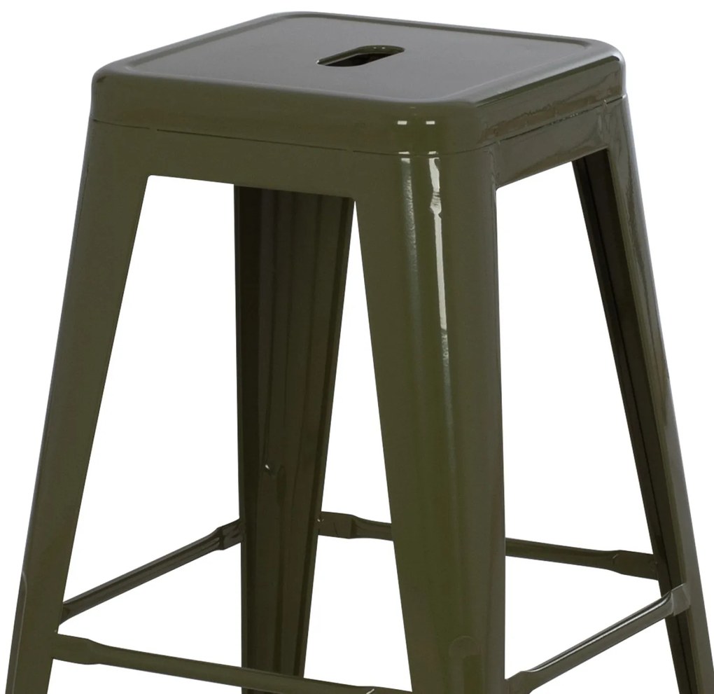 Σκάμπο Μεσαίου Ύψους Μεταλλικό Melita Σε Dark Olive Green 43x43x67Y Εκ.