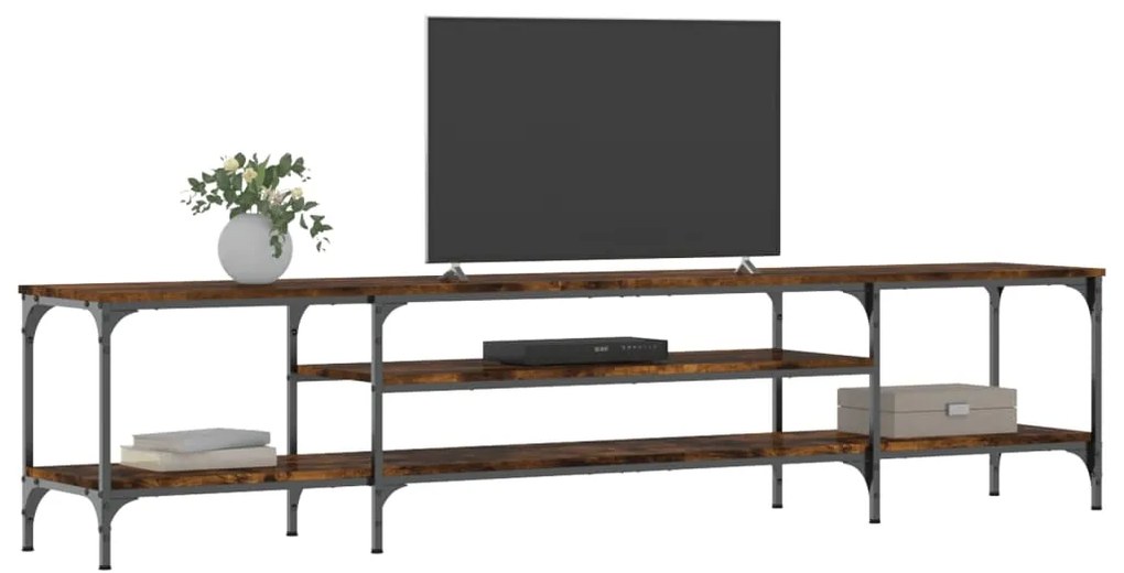 vidaXL Έπιπλο Τηλεόρασης Καπνιστή Δρυς 201x35x45 εκ. Επεξ. Ξύλο/Σίδερο