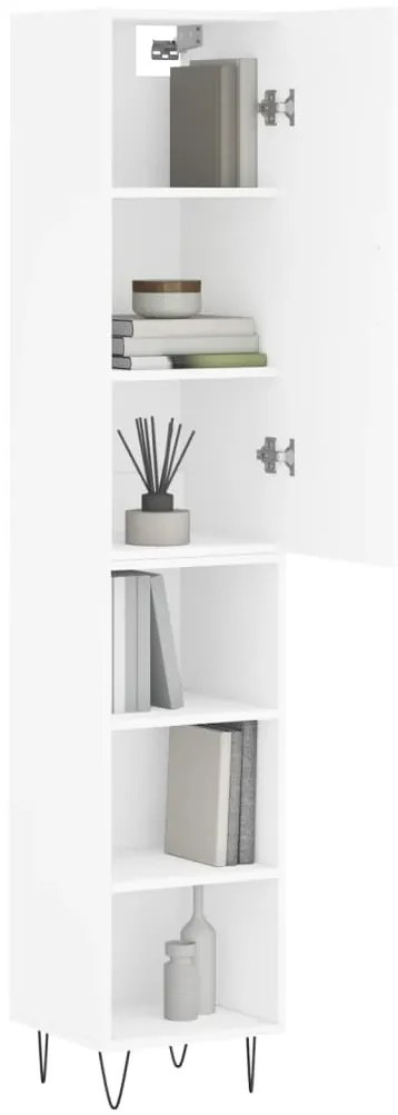 vidaXL Ντουλάπι Λευκό 34,5 x 34 x 180 εκ. από Επεξεργασμένο Ξύλο